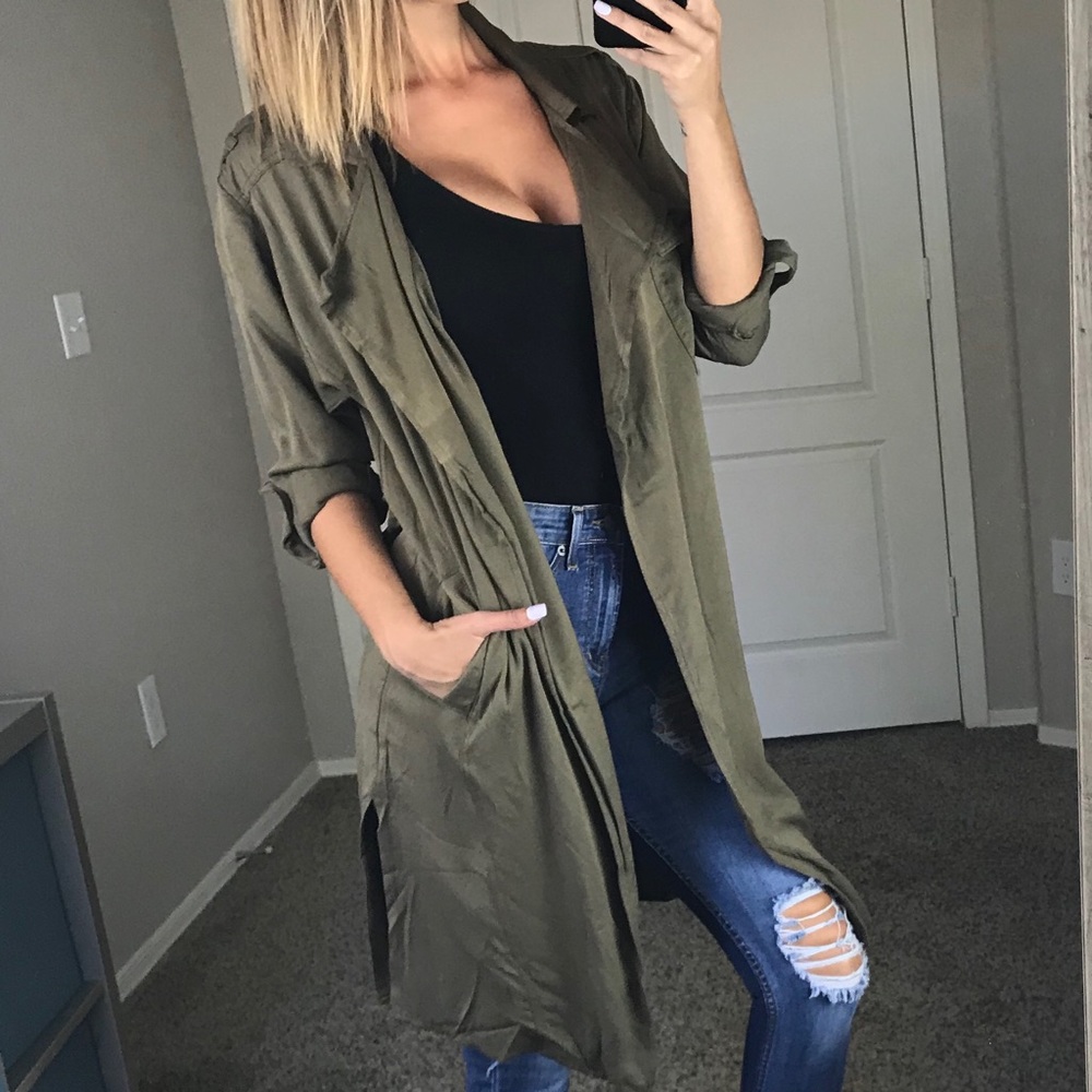 - Olive Trench Coat - - Picture 6 of 6